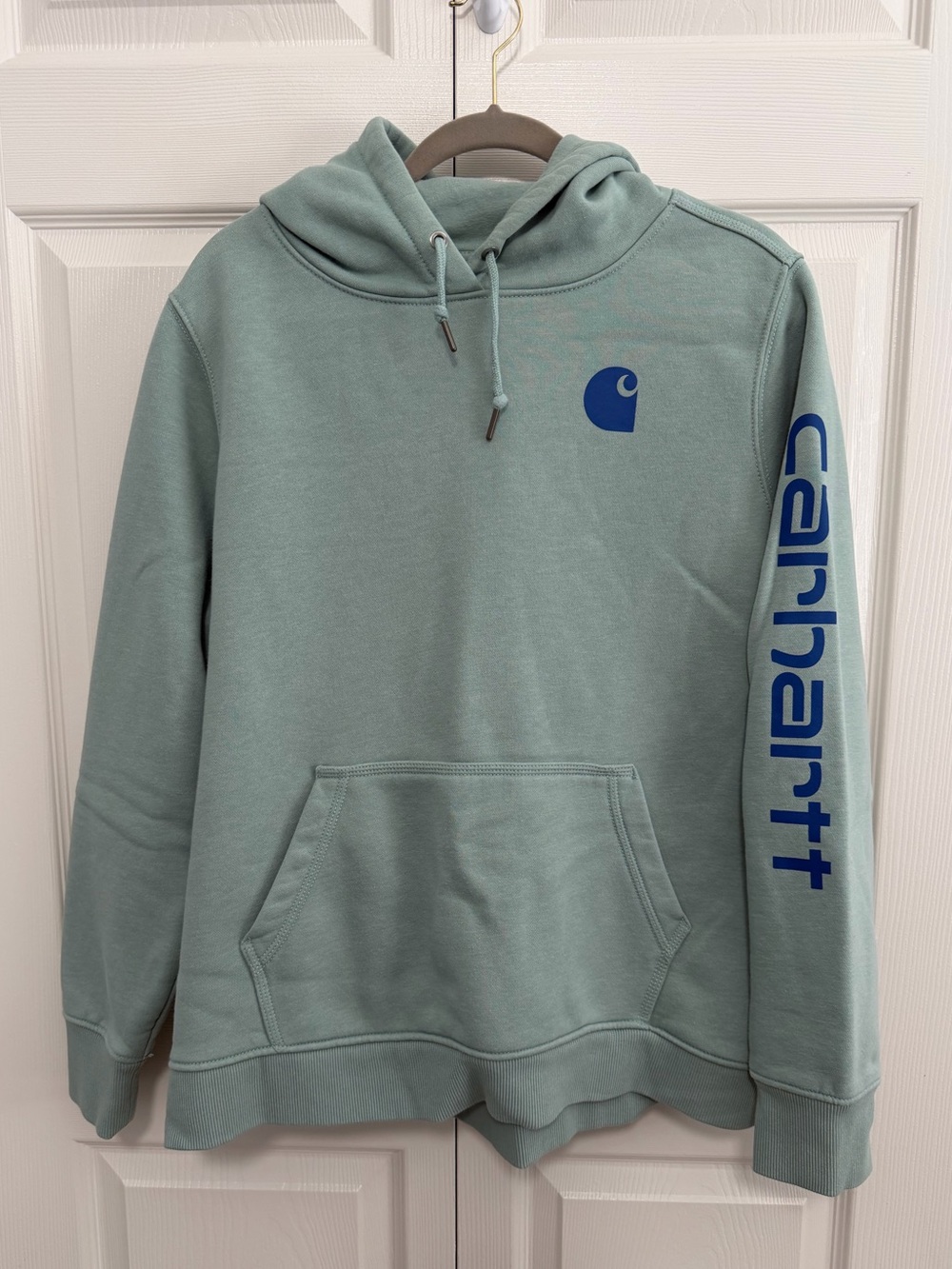 Carhartt Women's Clarksburg Logo Sweatshirt Hoodie in Sage Green Size XXL VGUC